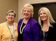 Women in the Fastener Industry co-facilitators Mary Lou Aderman (left) of Aderman Co. and Pam Berry (right), Advance Components, with speaker Sandi CardilloPhoto courtesy of Tracey Lumia, Link Magazine