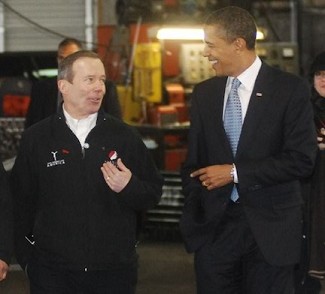 John Grabner leading a plant tour for then U.S. President-Elect Barack Obama in January 2009.